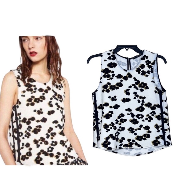 Zara Animal Print Side Stripe Top - Picture 2 of 11